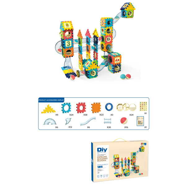 Sestavljanka z žogicami in cevmi 185 kos