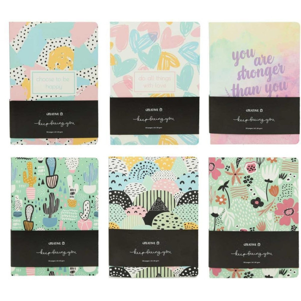 NOTESNIK COLOUR PAPER 15X21CM ČRTAN SORT