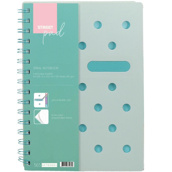 ZVEZEK ŠPIRALA S.PAD PASTEL GREEN A4 1R 100L