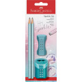 KOMPLET SVINČNIK B FABER-CASTELL+RADIRKA+ŠILČEK SPARKLE COSMIC OCEAN