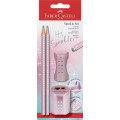 KOMPLET SVINČNIK B FABER-CASTELL+RADIRKA+ŠILČEK SPARKLE COSMIC BC ROSE