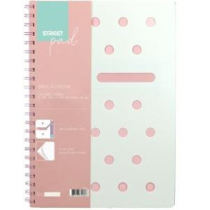 ZVEZEK A4 mali karo 5mm ŠPIRALA S.PAD Pastel Pink