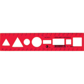 Ravnilo mala šablona 20 CM, NOMA1, RDEČ